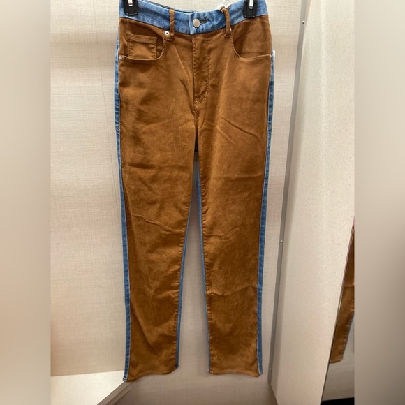 Good American Icon Mixed Media Denim & Faux Suede Pants Size 26 NWT - Picture 7 of 11